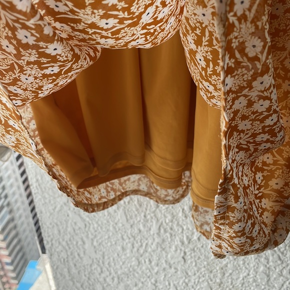 Promod size M mustard yellow with flowers mini dress. - Picture 4 of 6